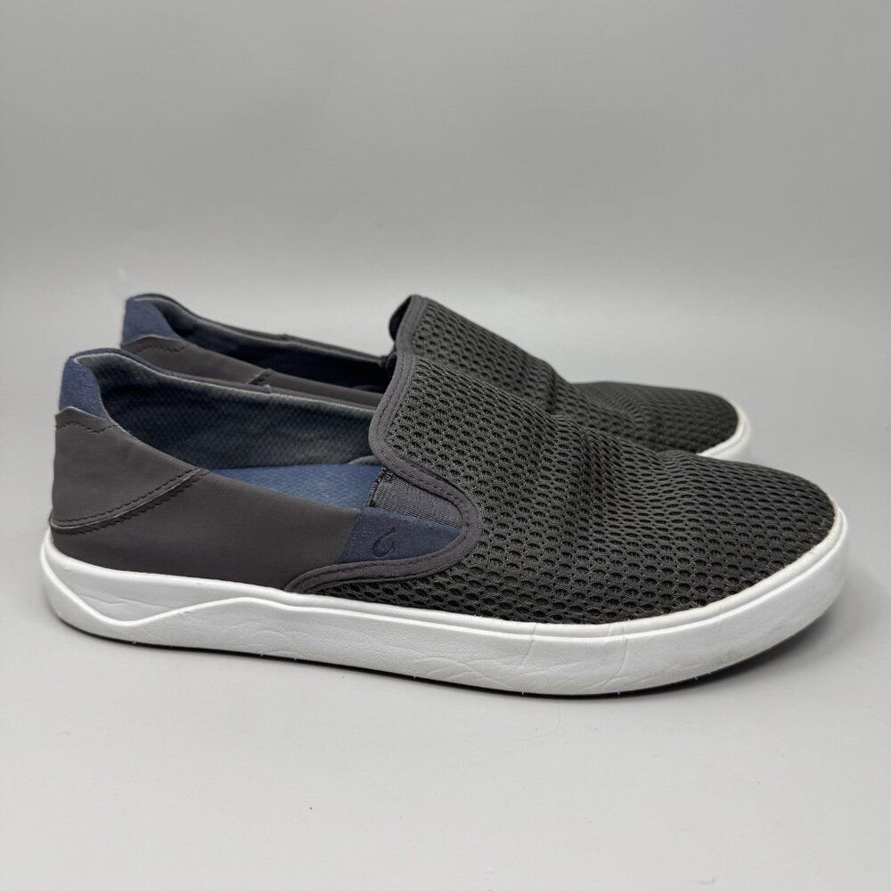 OluKai Mens Lae'Ahi Gray Casual and Fashion Sneakers 8.5 Medium Slip On